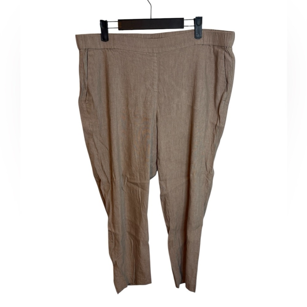 J. Jill Light Brown Linen Blend Pull On Cropped Pants
